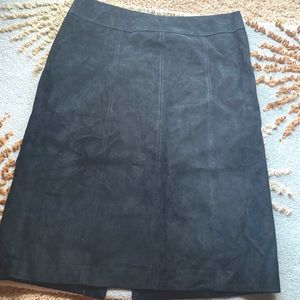 Genuine leather/suede black Ann Taylor loft skirt . Beautiful /excellent cond.